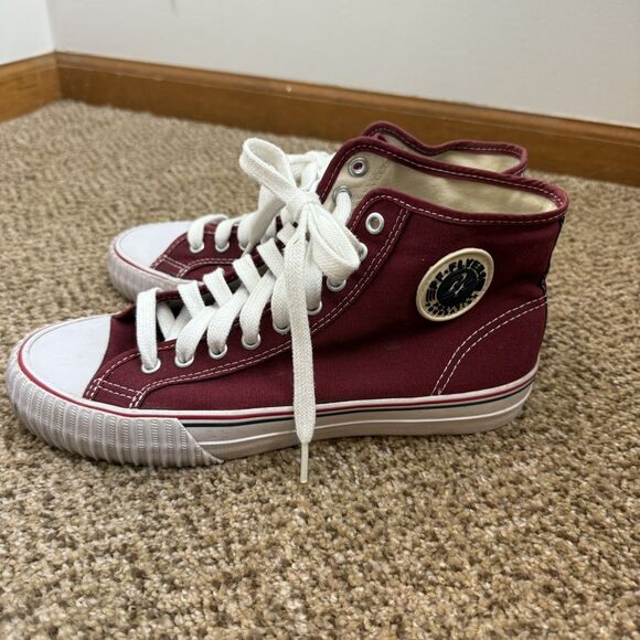 PF Flyers Center Hi Shoes Mens 9 Womens 10.5 Burgundy Canvas High Top Classic - Picture 7 of 13